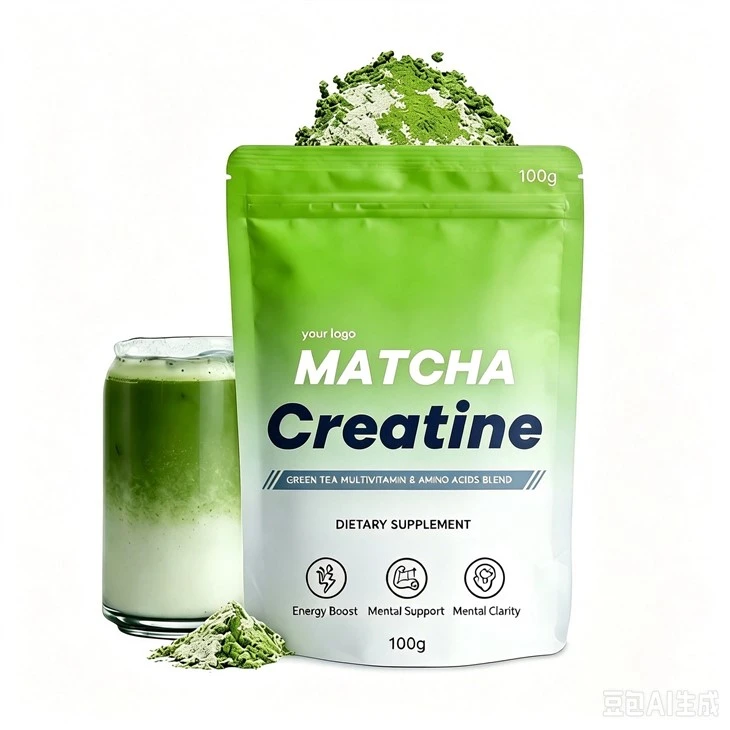 Kreatin-monohidrát por edzés előtti, izomnövelő kreatin Matcha por